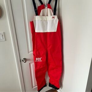 Helly Hansen Men's Ocean Fishing Bibs Size Large Waterproof Red White Size L